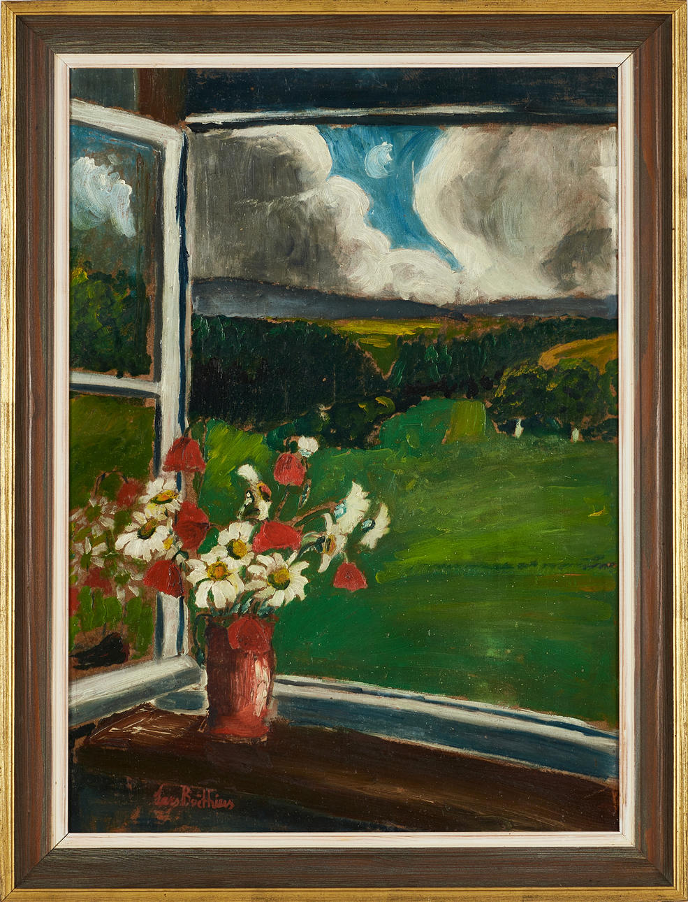 LARS BOËTHIUS (Stockholm 1903-1968 Salem), Sommarfönster, signerad Lars Boëthius, olja på pannå