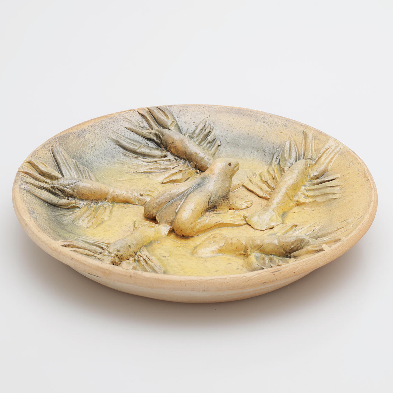 ALBERT ELFSTRAND. Dish, glazed earthenware, crayfish decoration, signed and dated 1980.