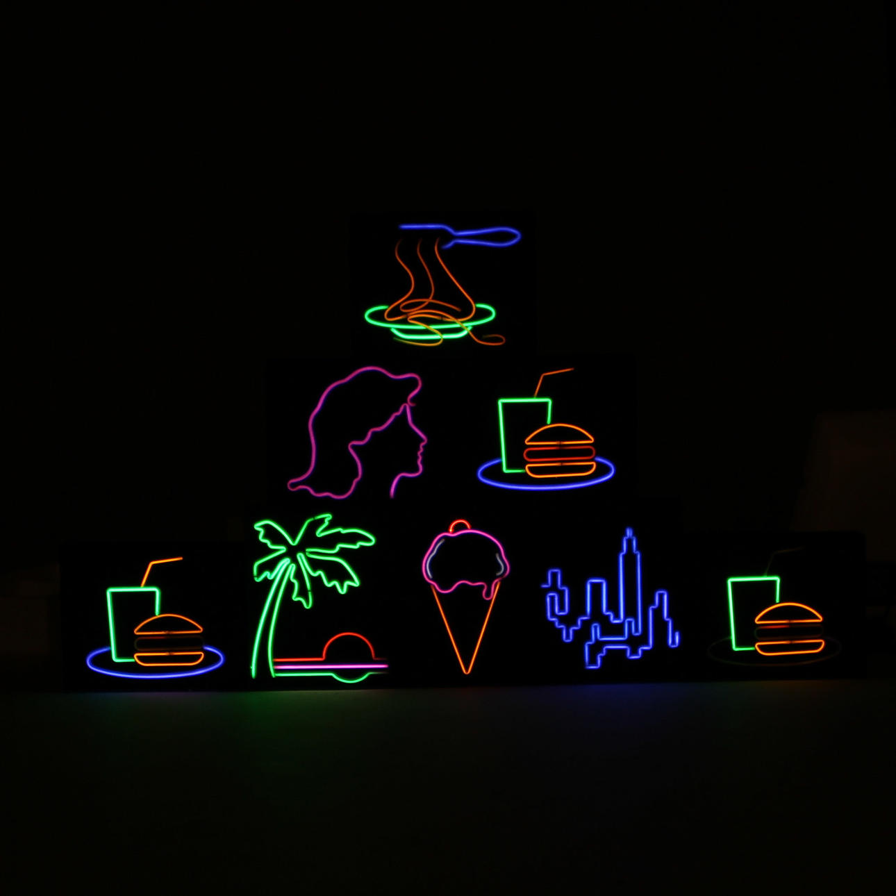 NEONSKYLTAR, "Fancy Neon", 8 st, Made in Hong-Kong, 1980/90-tal.