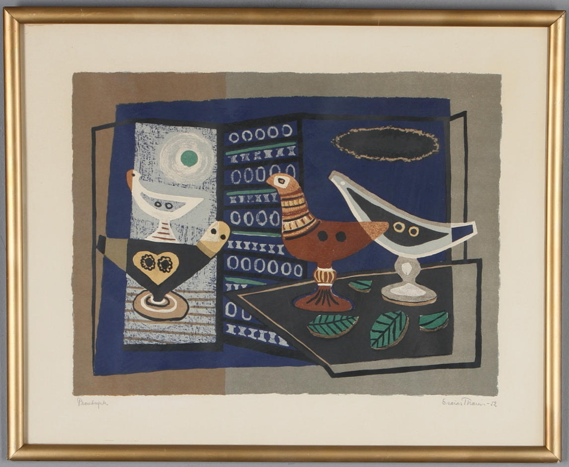 ESIAS THORÉN. Komposition, färglitografi, provtryck, signerad och daterad - 52.