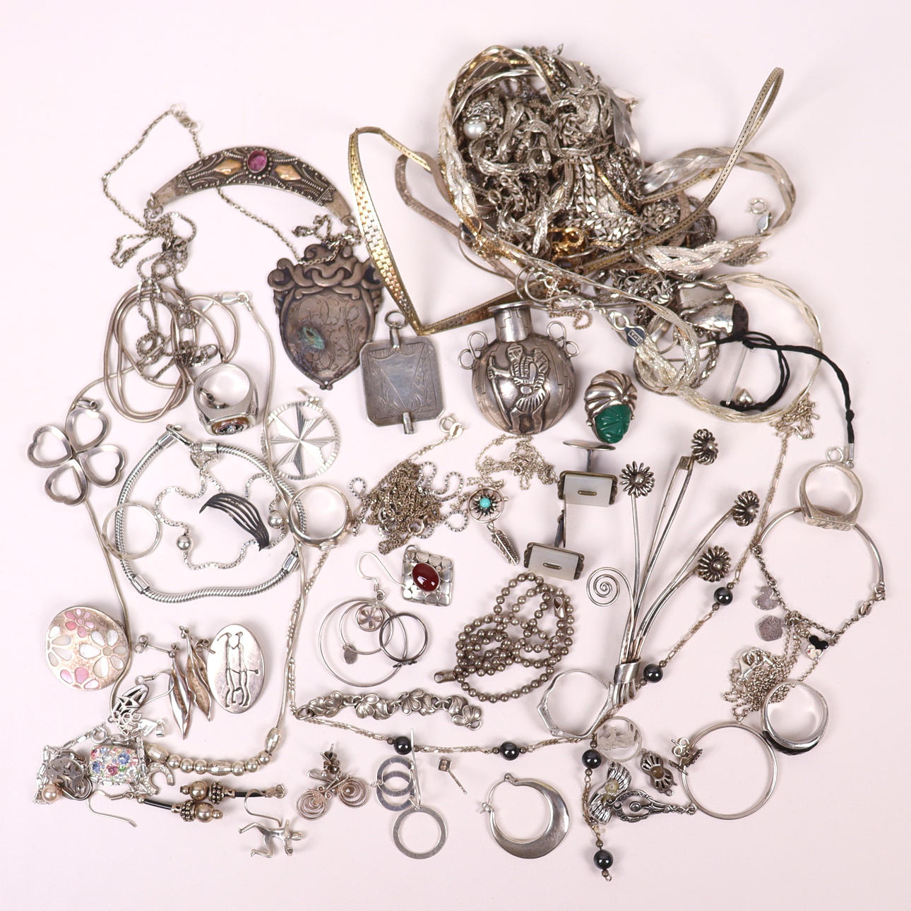JEWELLERY, silver, total 277 grams.