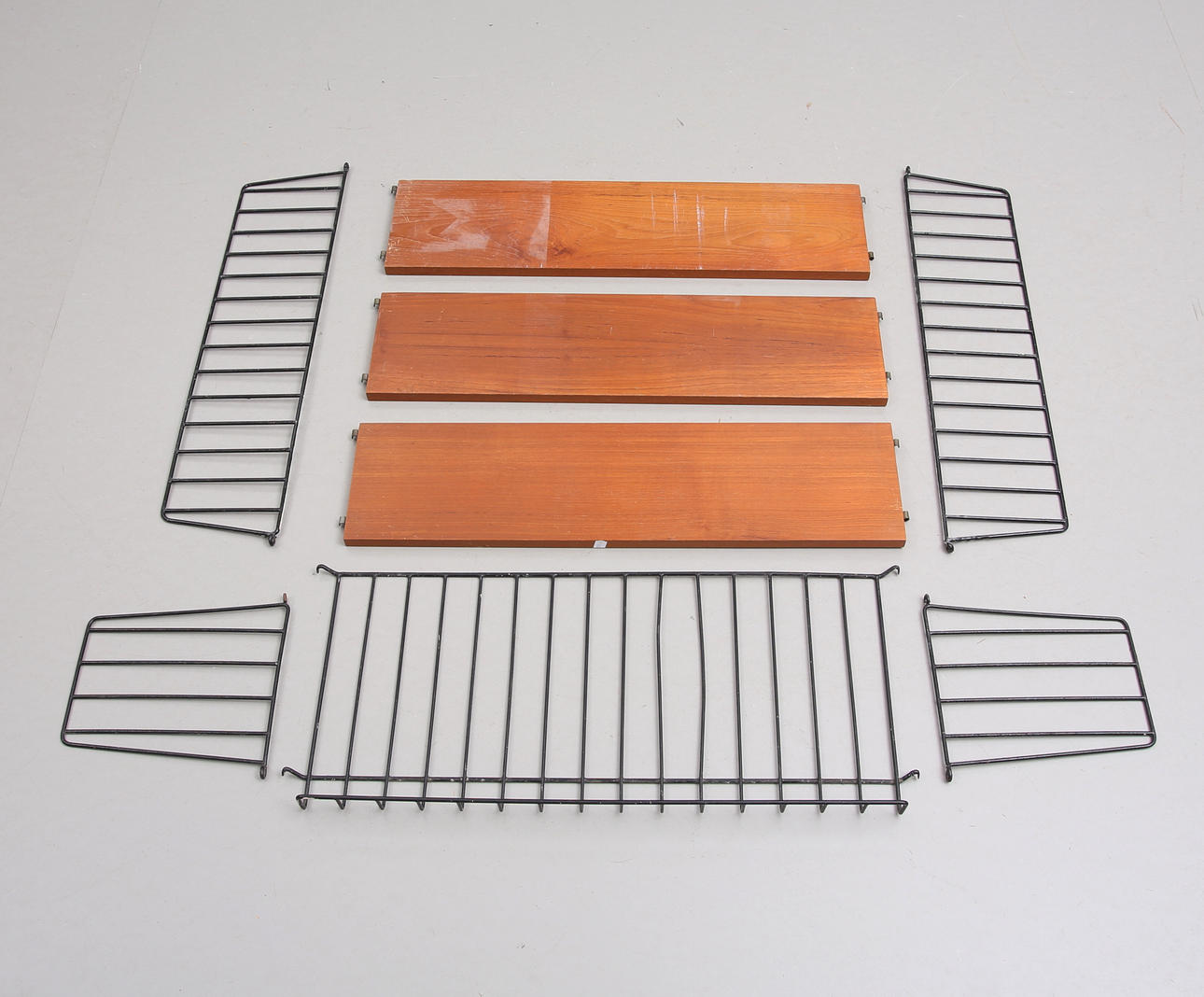 BOOKSHELF and MAGAZINE RACK, String model, 1950s/60s.