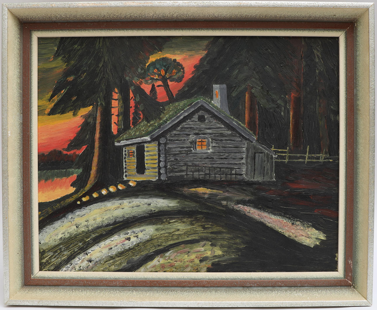 OKÄND KONSTNÄR. cottage in a forest setting, Signed.