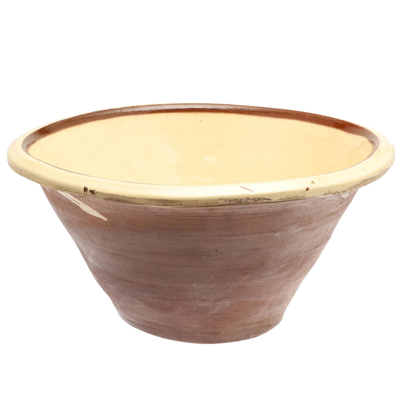 LARGE POTTERY DAIRY BOWL.