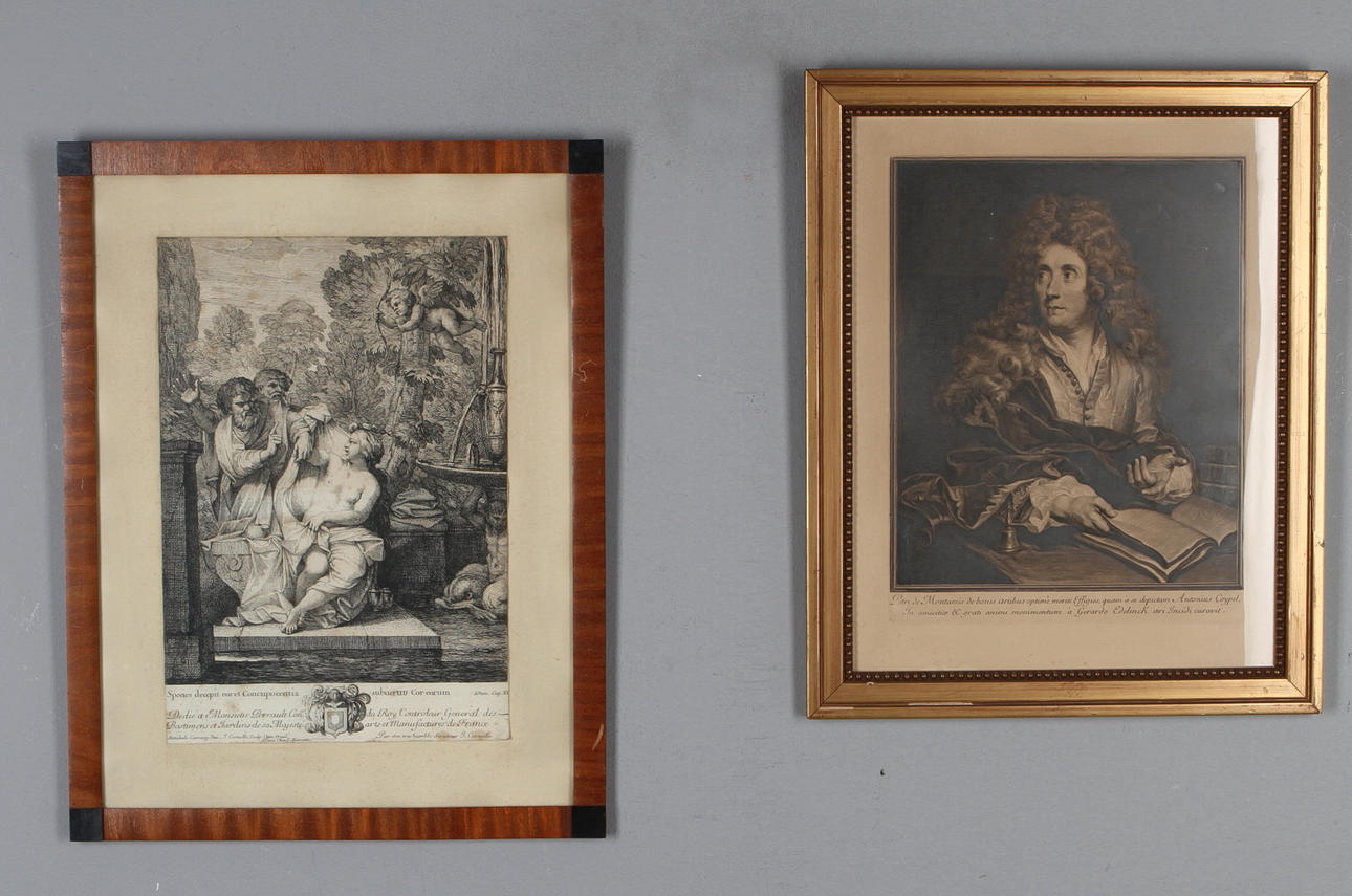 GRAFISKA BLAD, 2 st, bland annat porträtt. 1700/1800-tal.