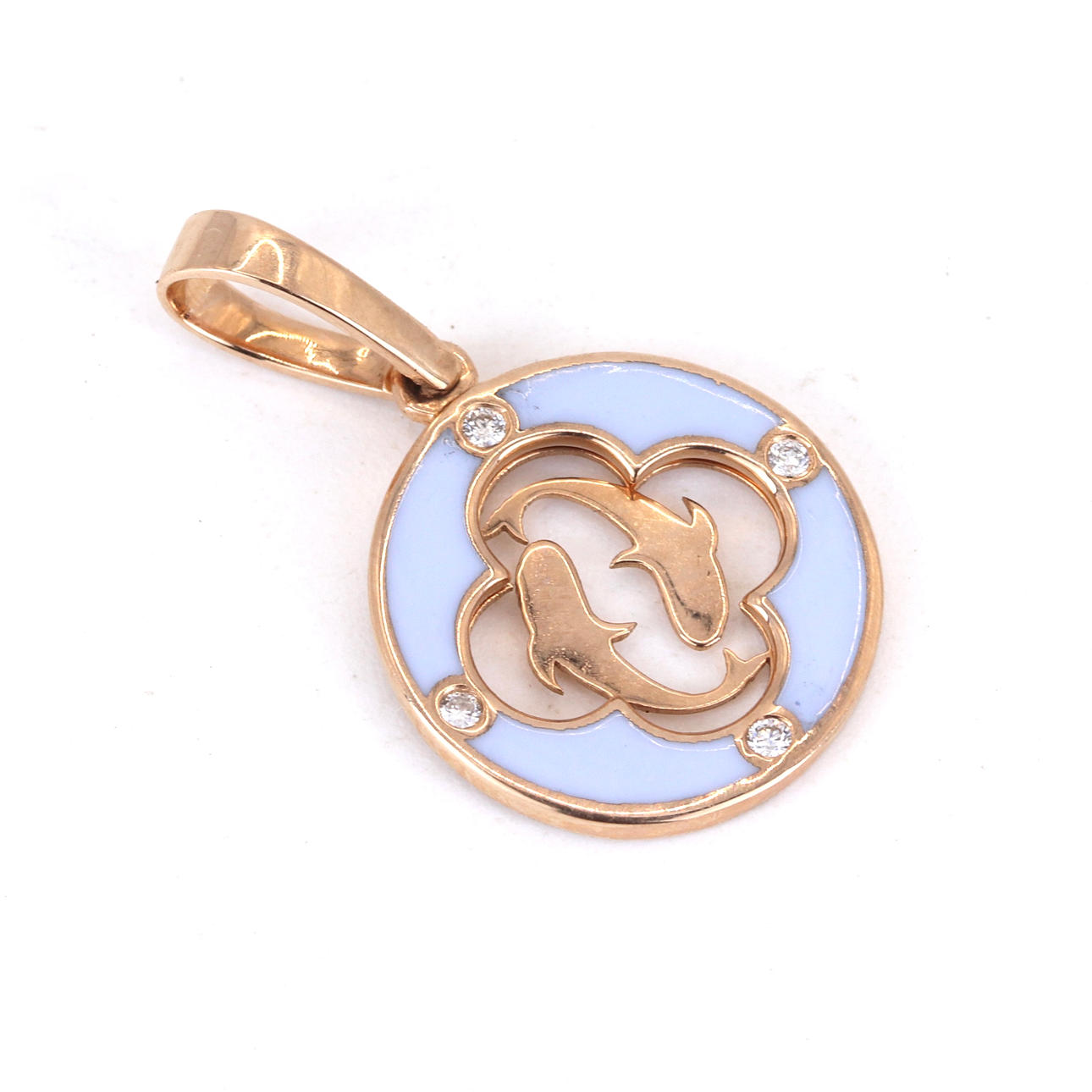 18CT DIAMOND 'PISCES' PENDANT.