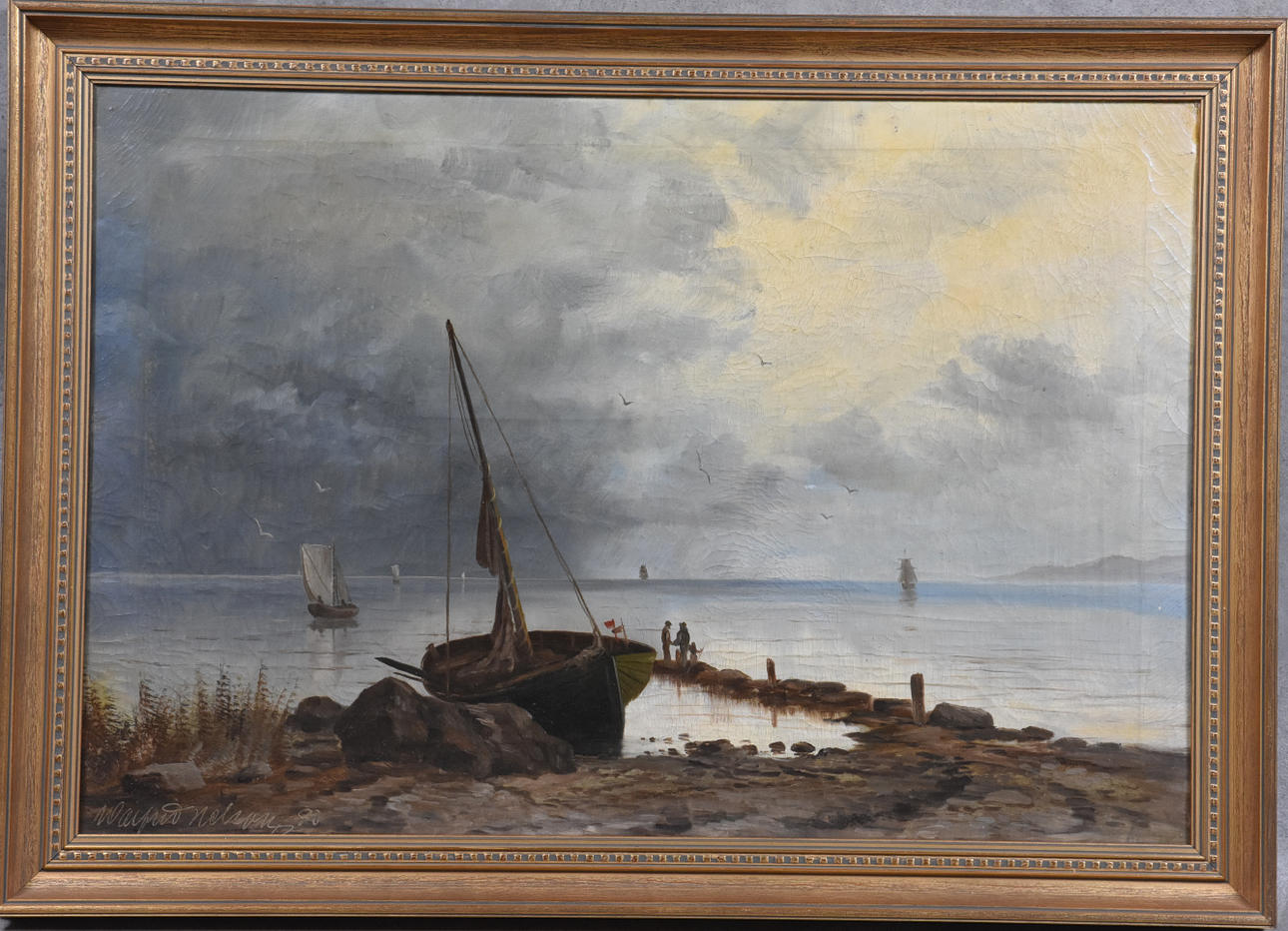 VALFRID NELSSON. 1849-1930, olja på duk, " Motiv från Kullen " signerad, daterad -80.