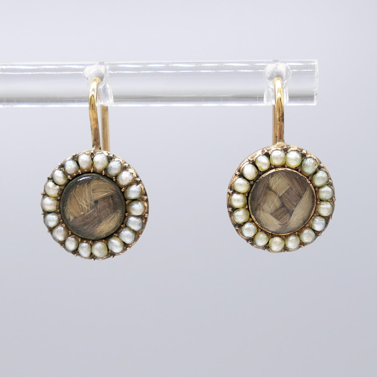 ANTIQUE MOURNING EARRINGS, with pearls.