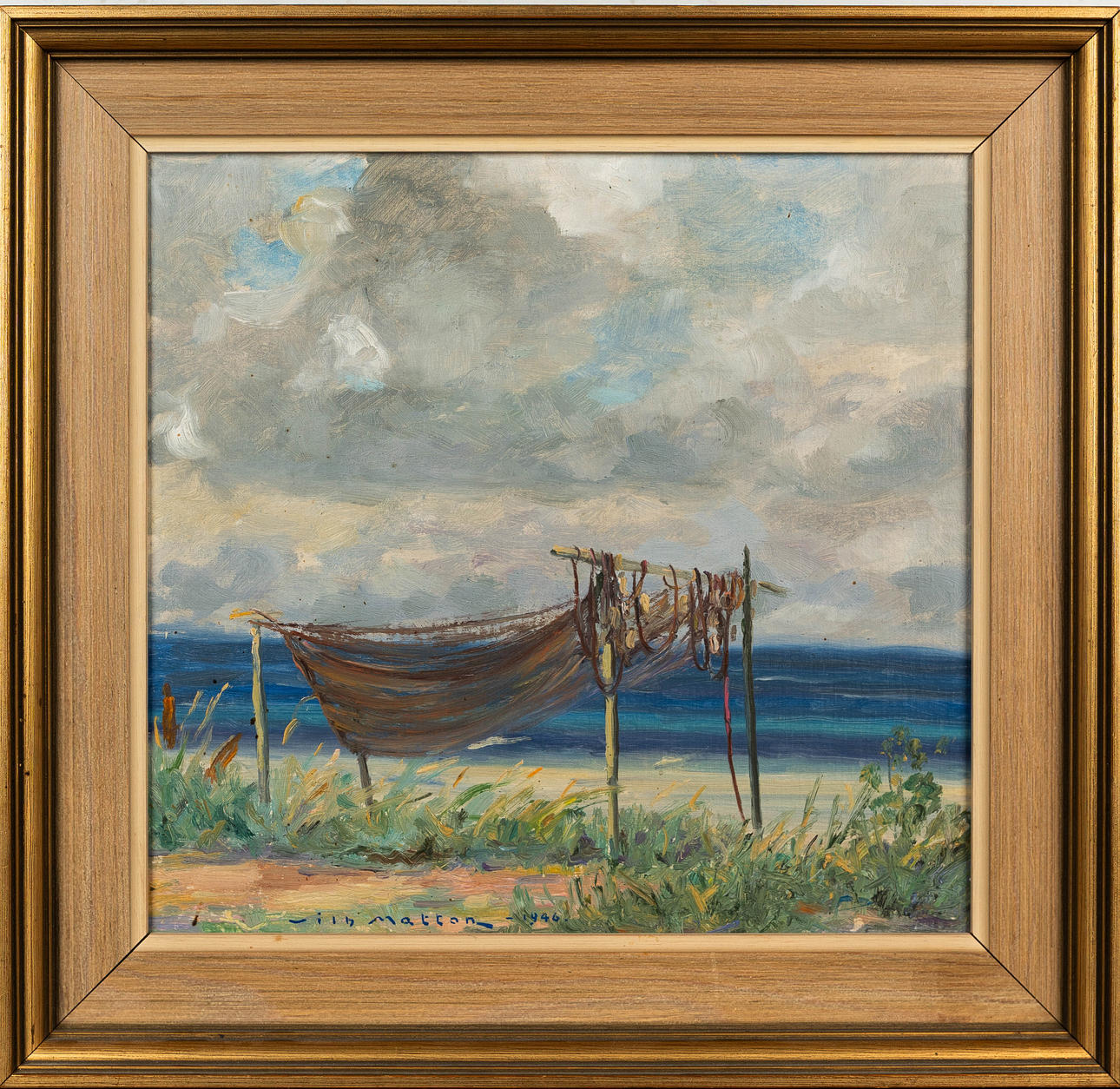 MAGNI PERSSON. Oil on panel, "Nät" signed, dated 1946.