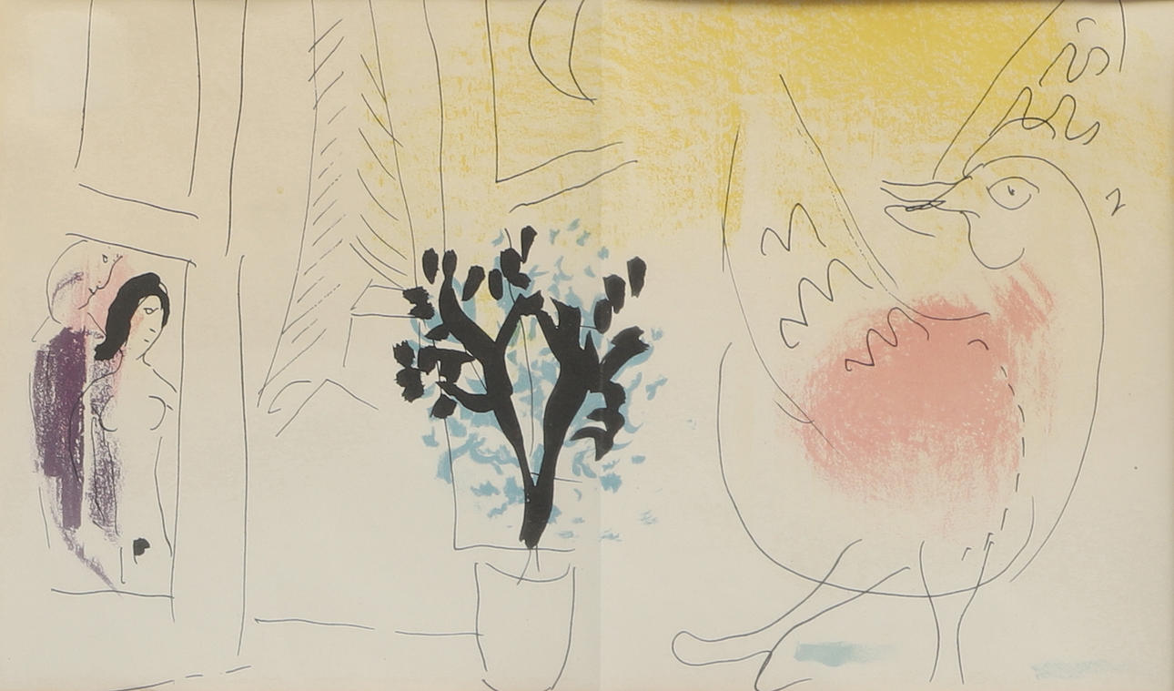AFTER MARC CHAGALL. Colour lithograph, "Le coq rouge", unsigned.
