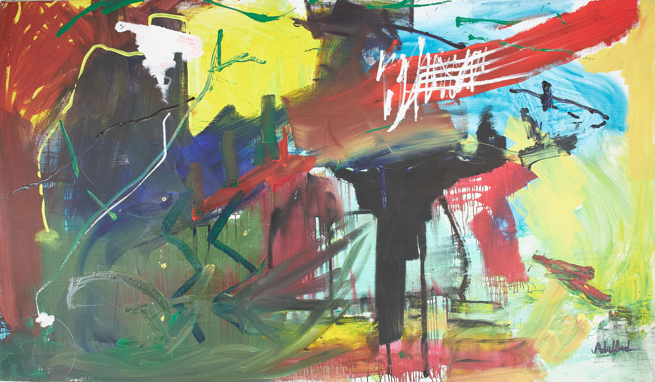 PER ADALBERT VON ROSEN. Composition, acrylic on canvas, signed Adalbert.