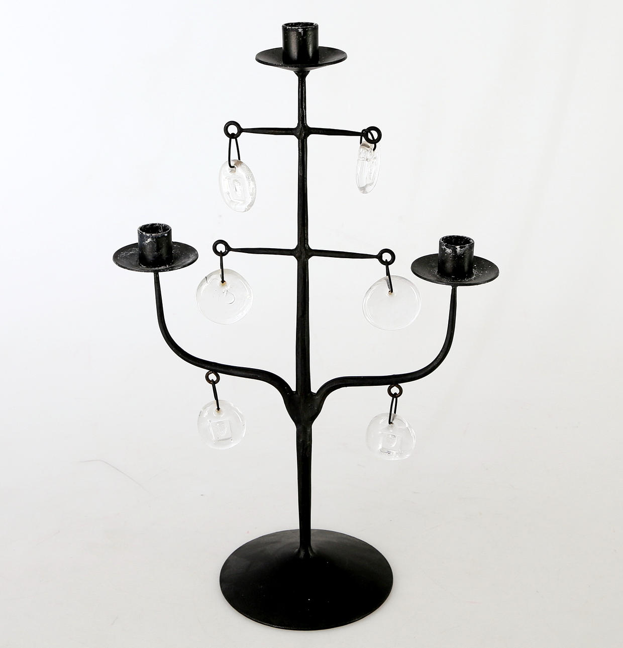 KANDELABER, smide och glas, Erik Höglund, 1900-tal.