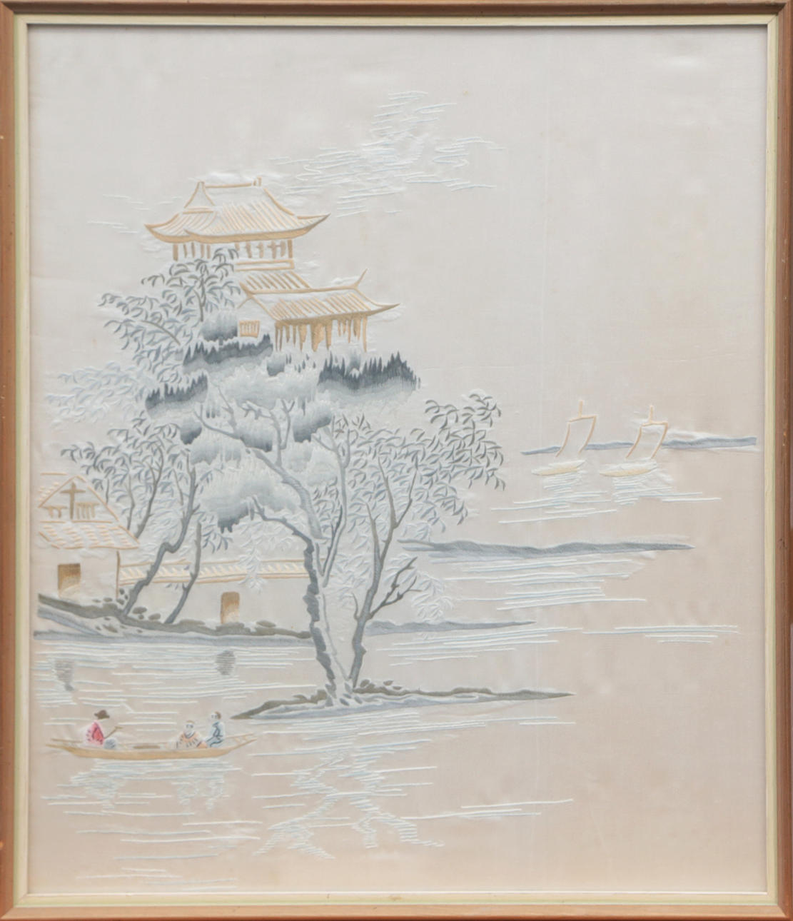 SILK EMBROIDERY, Framed, Asia.