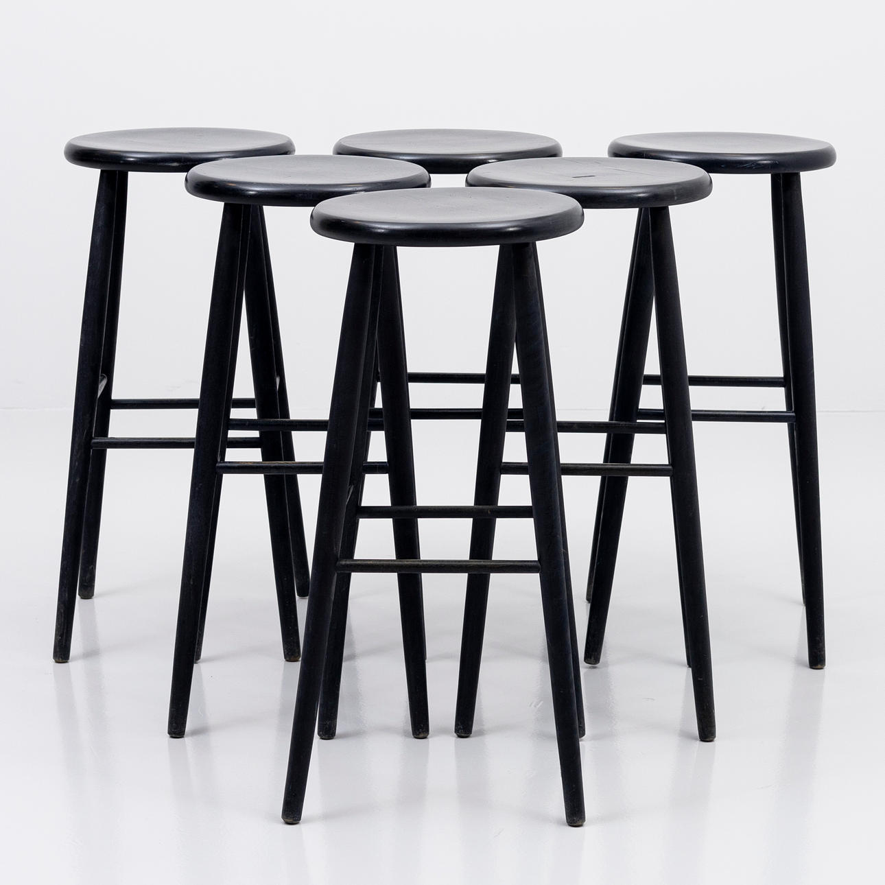 BAR STOOLS, 6 pcs, wood, 1970s.