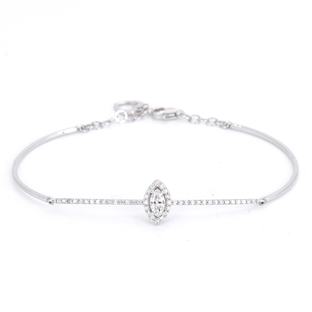 14CT GOLD DIAMOND BRACELET.