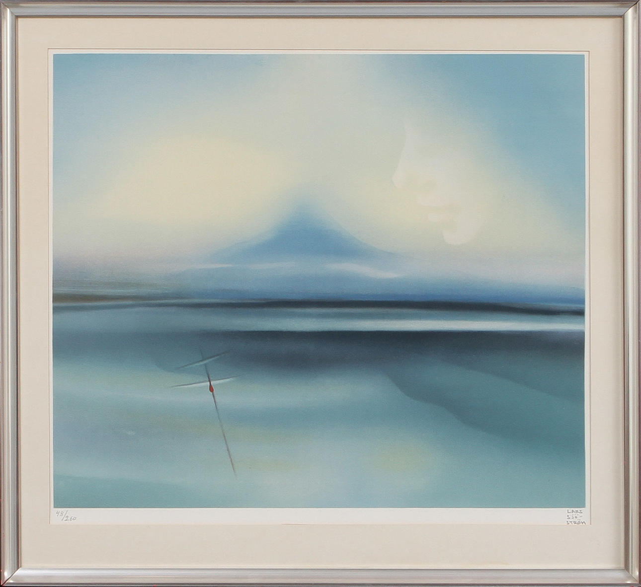 LARS SJÖSTRÖM. Surrealistisk bild, färglitografi, signerad och numrerad 48/260.