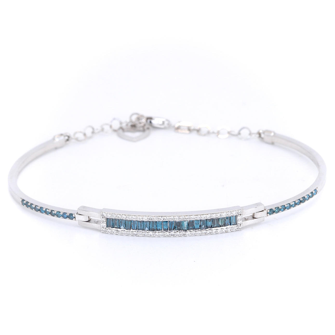 14CT TOPAZ & DIAMOND BRACELET.