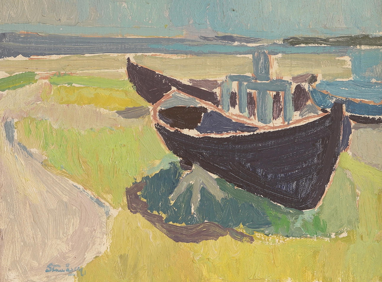 UNIDENTIFIED ARTIST, oil on panel, signed.