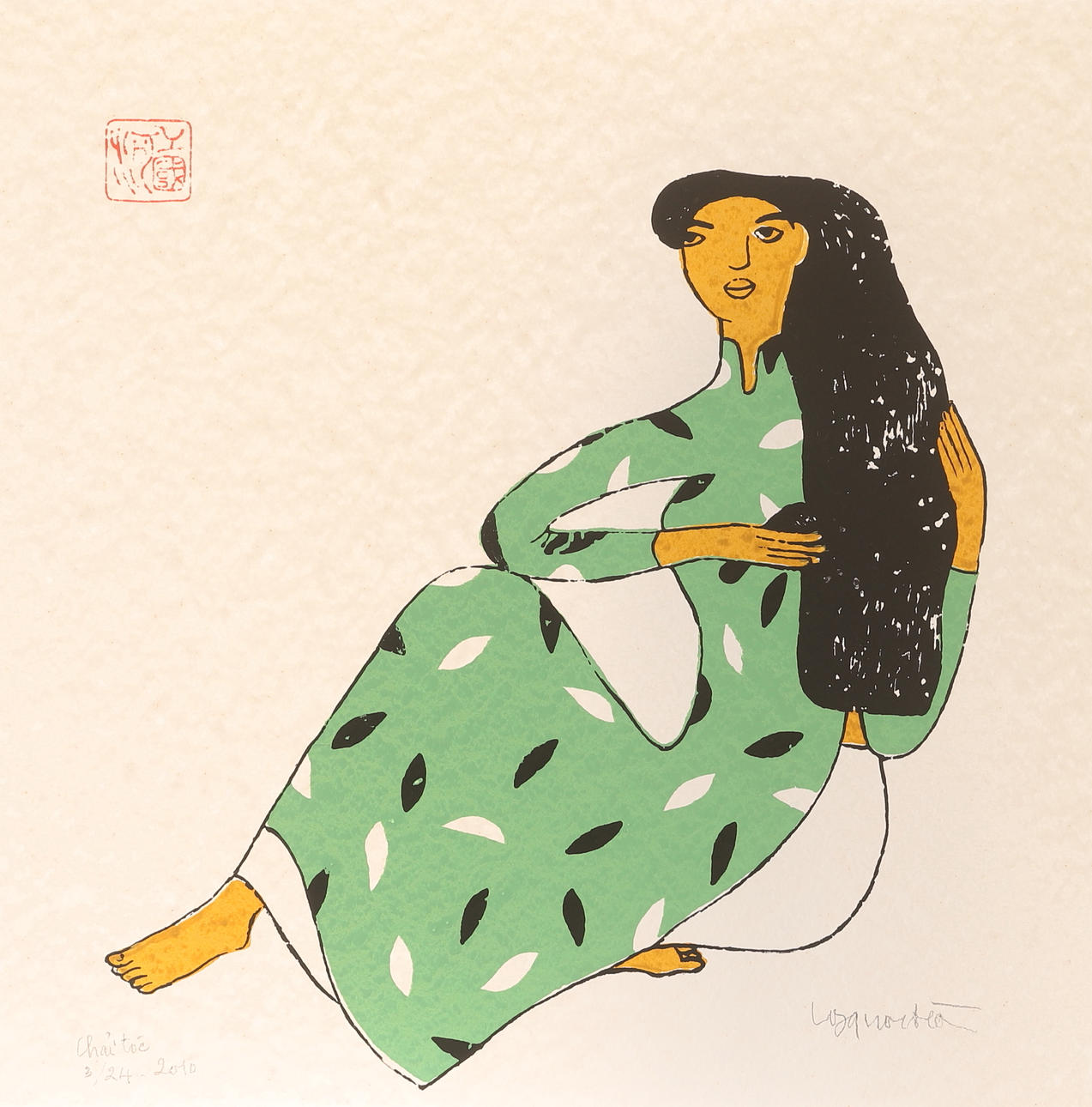 CONG QUOC HA. Colour lithograph, signed and dated.