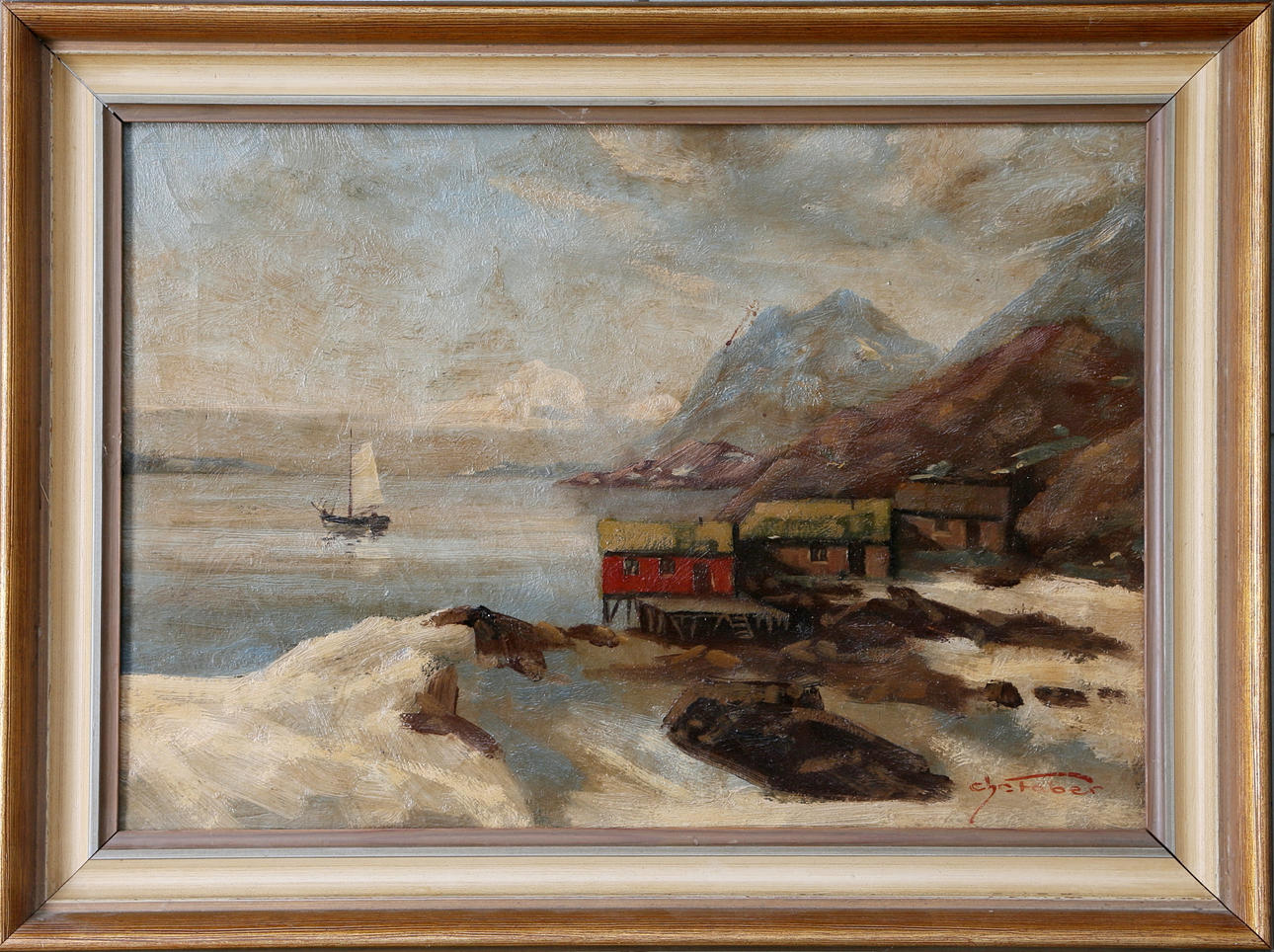 CHRISTIAN FABER. Hamnmotiv, olja på duk, signerad.