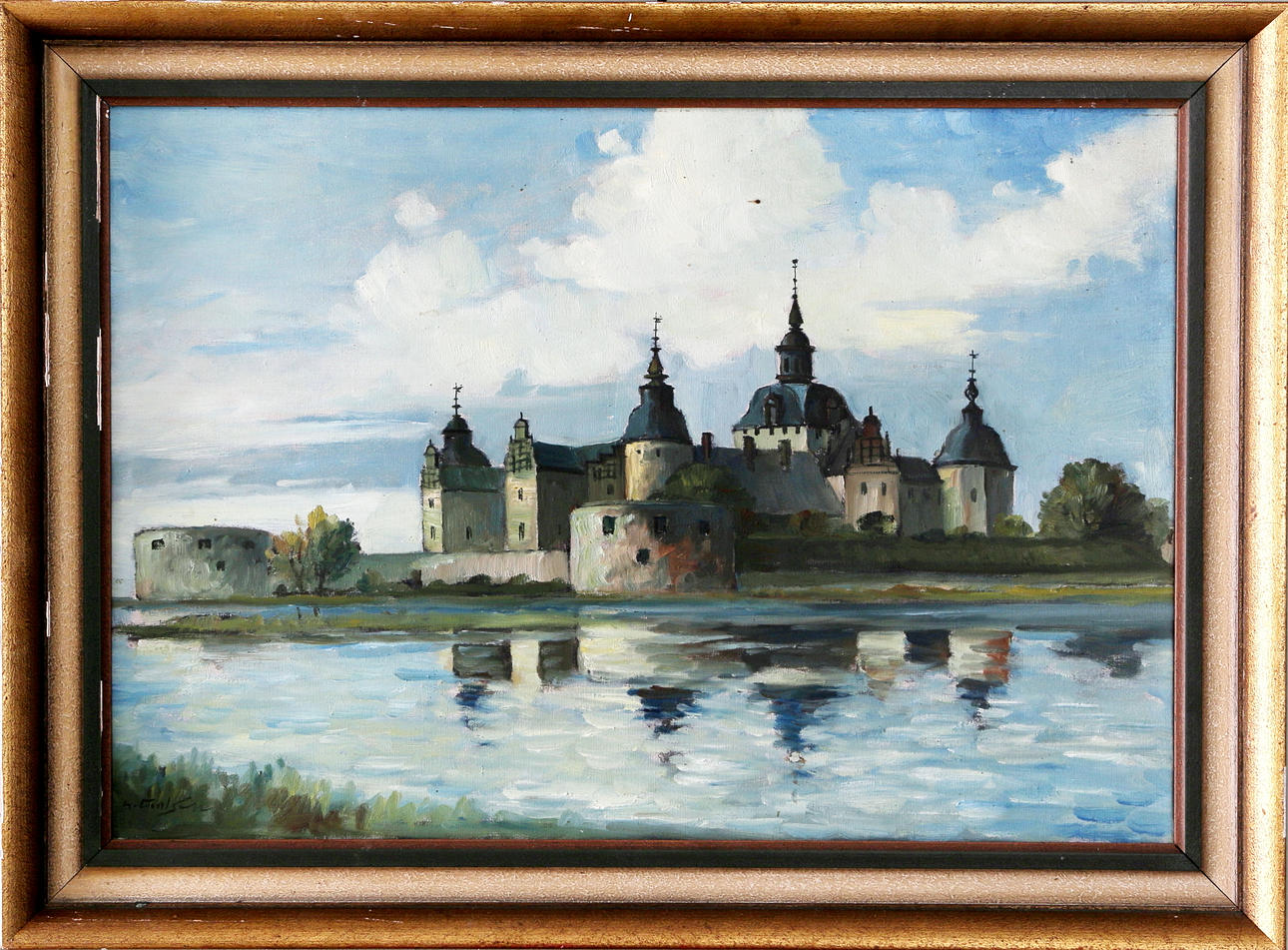 LAGE CARLSON. Kalmar slott, olja på duk, signerad.