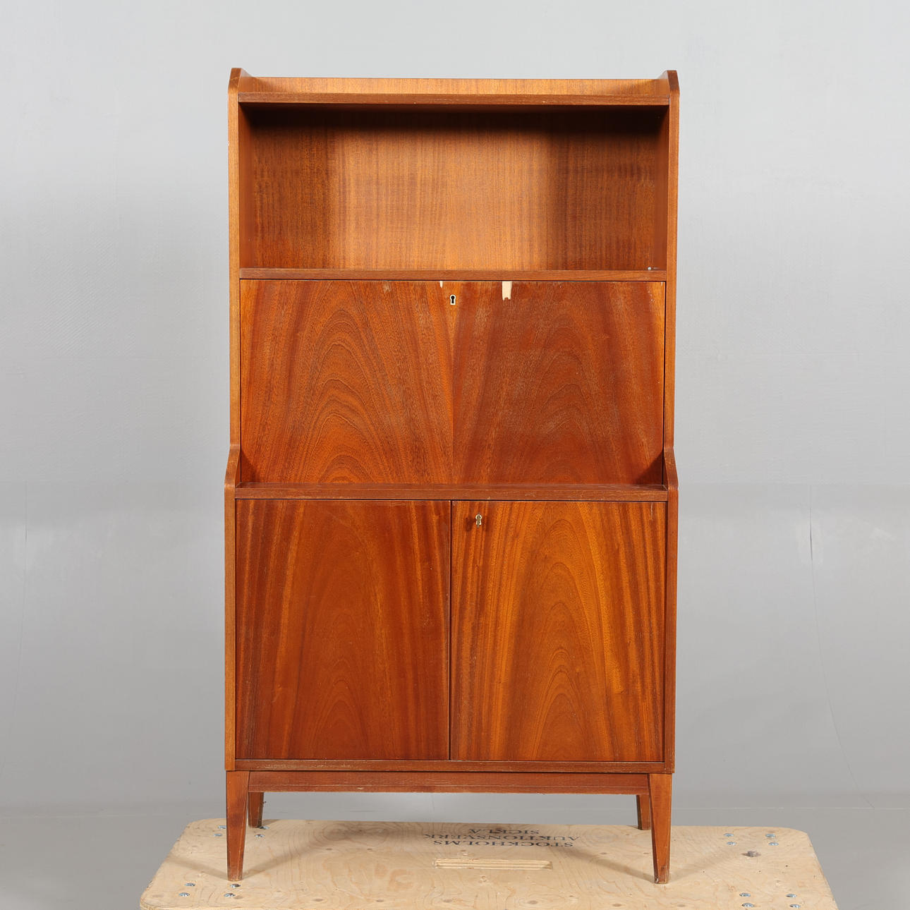 WRITING CABINET, teak mid-20th century.