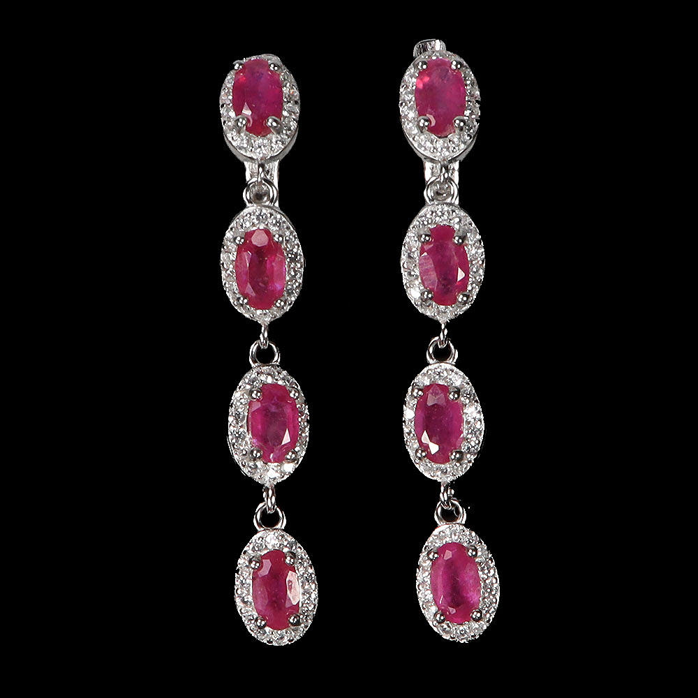 RUBY SILVER DROP EARRINGS.