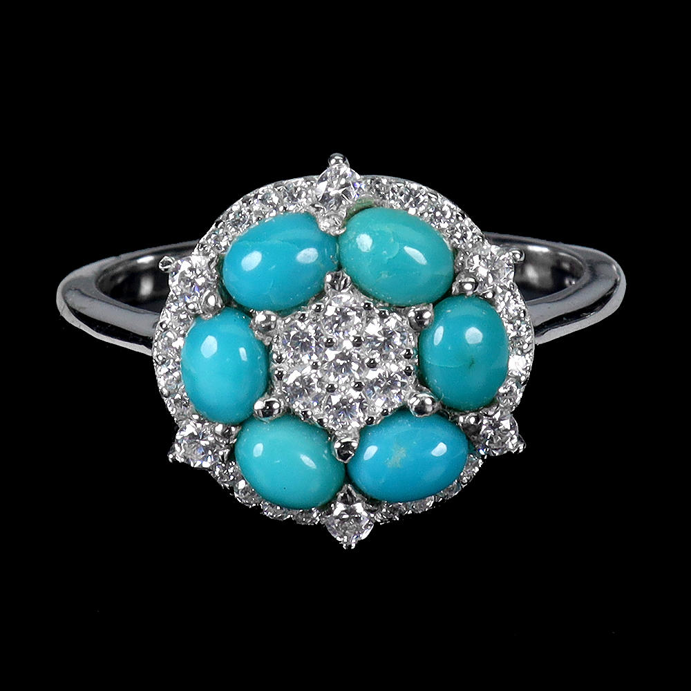 CABOCHON CUT TURQUOISE RING.