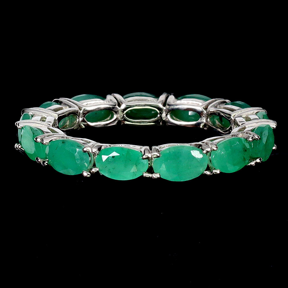 EMERALD SILVER FULL ETERNITY RING.
