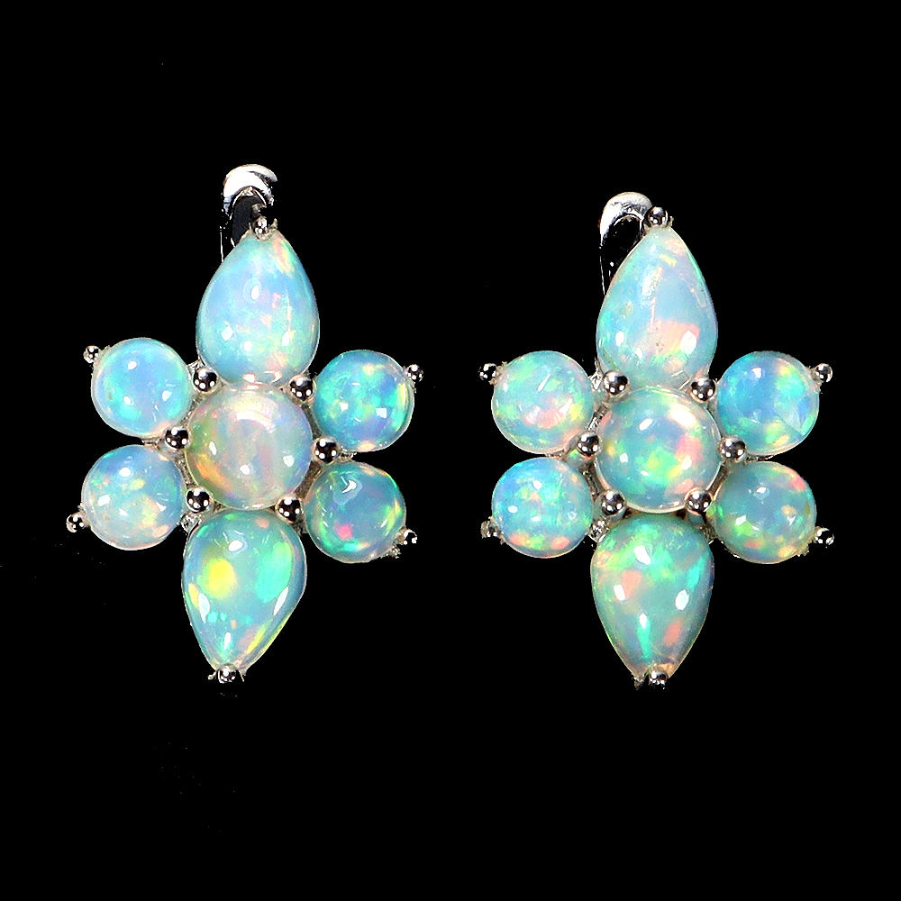CABOCHON OPAL EARRINGS.