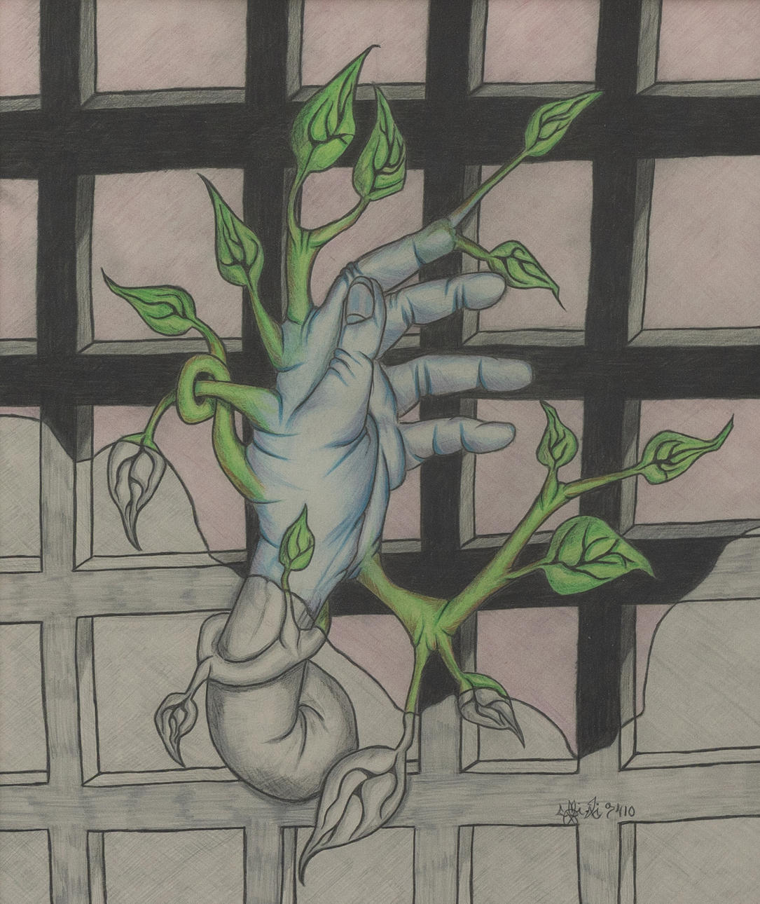OIDENTIFIERAD KONSTNÄR. Hand, mixed media, indistinctly signed.