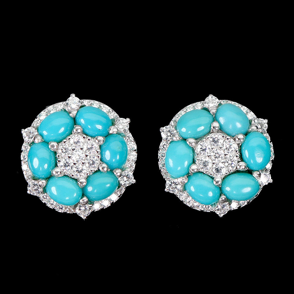 TURQUOISE SILVER EARRINGS.