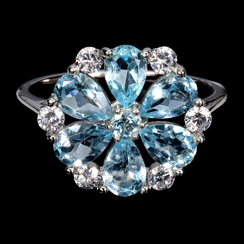 BLUE TOPAZ CLUSTER RING.