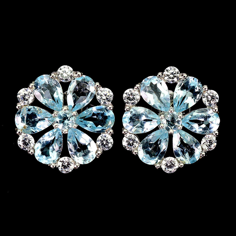 BLUE TOPAZ SILVER EARRINGS.