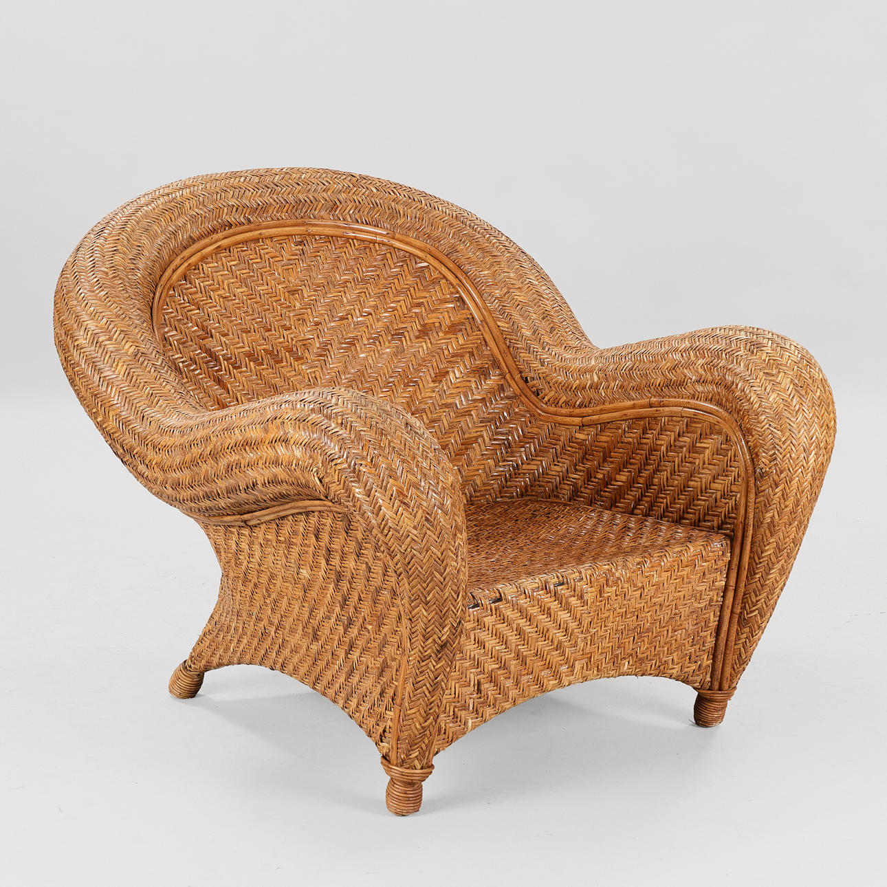 POTTERY BARN. ATTRIBUTED. "Malabar" rattan armchair, approx. 2000s.