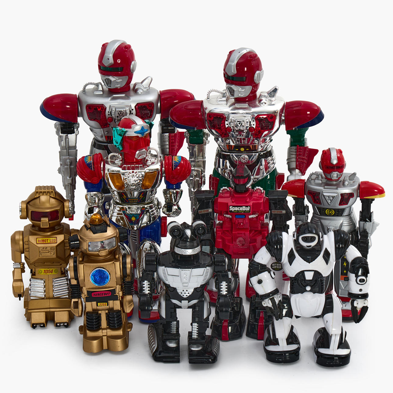 ROBOTS, 9 pcs, toys, 1980s/90s, battery-operated.