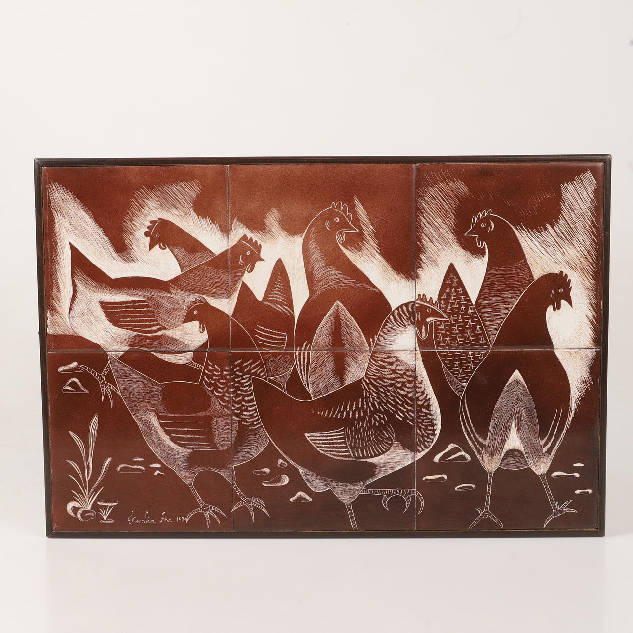 KERSTIN AX. Wall plaque, tile, signed -1974.