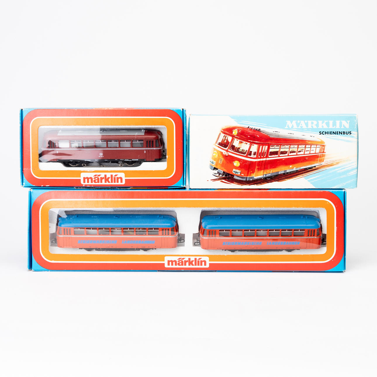 MÄRKLIN 2x3016 and 3140, 3 railbuses, original boxes.