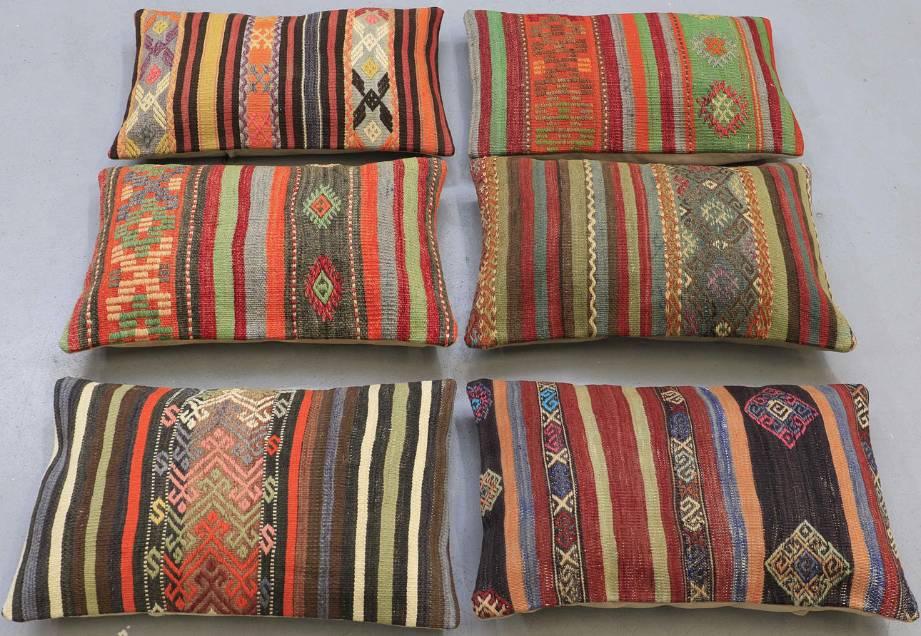 KUDDFODRAL, 6 st, kelim, anatoliska, ca 60 x 40 cm.