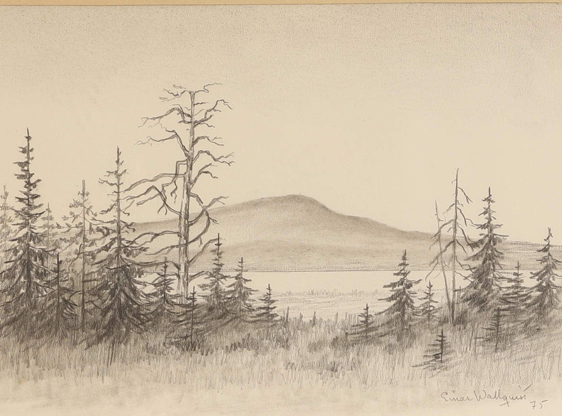 EINAR WALLQUIST. Drawing. Signed and dated -75.
