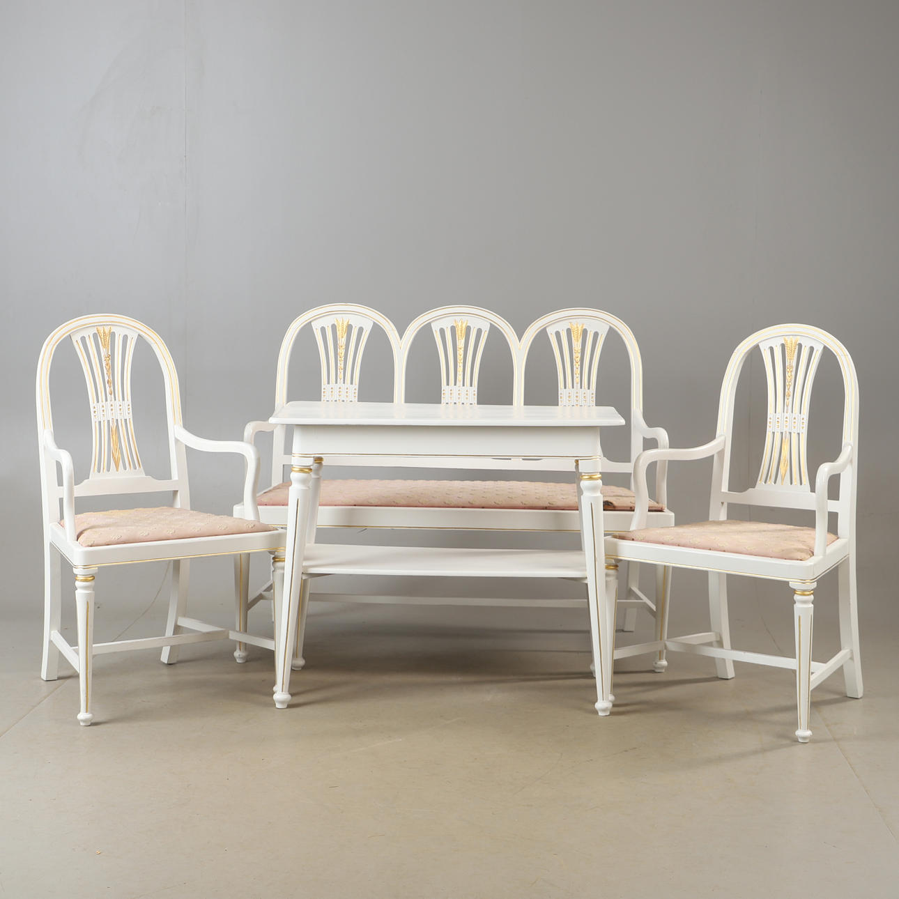 SEATING GROUP, 4 pieces, painted, Gustavian style.