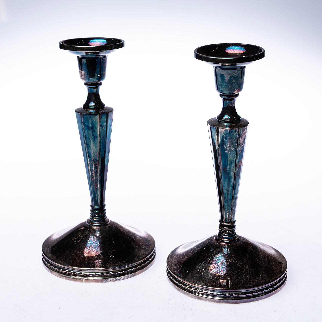 CANDLESTICKS, 1 pair, Swedish silver, approx. 442 g.