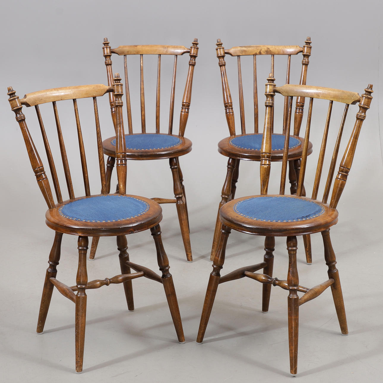 SPINDLE BACK CHAIRS, 4 pcs, 19th/20th century.