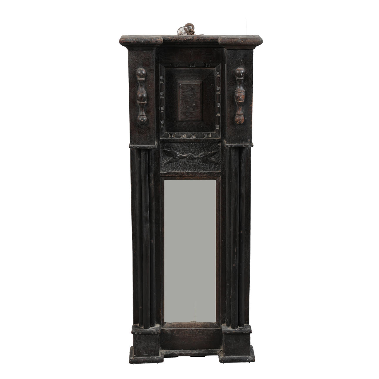 A LATE VICTORIAN GOTHIC REVIVAL PIER MIRROR.