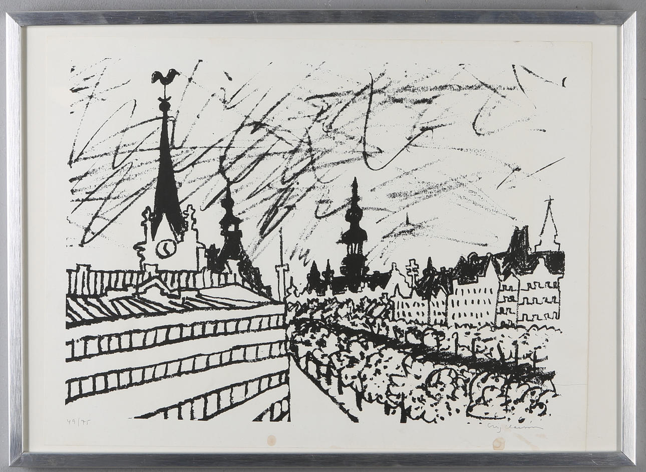 STIG CLAESSON. Litografi, Stockholmsmotiv, numrerad och signerad.