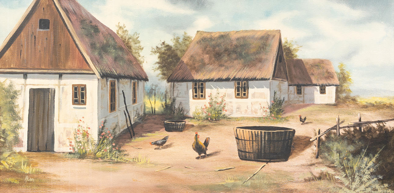 OIDENTIFIERAD KONSTNÄR. Courtyard, oil on canvas, signed Alen.