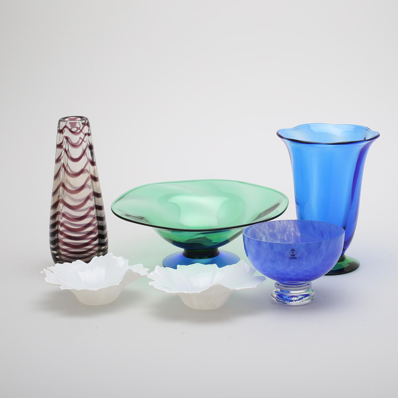 VASER, SKÅLAR, 6 delar, glas, bl a "Louise" Erika Lagerbielke, Orrefors.