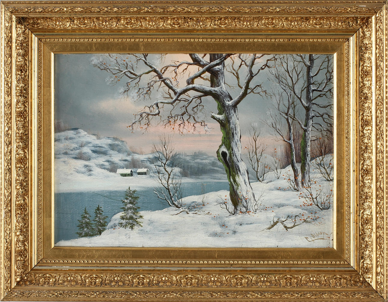 CARL OLSSON. Olja på pannå, signerad.