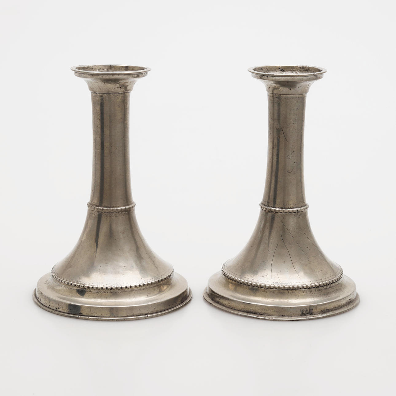 CANDLESTICKS, a pair, pewter, Niklas Ahnström, Wexiö, 1833.