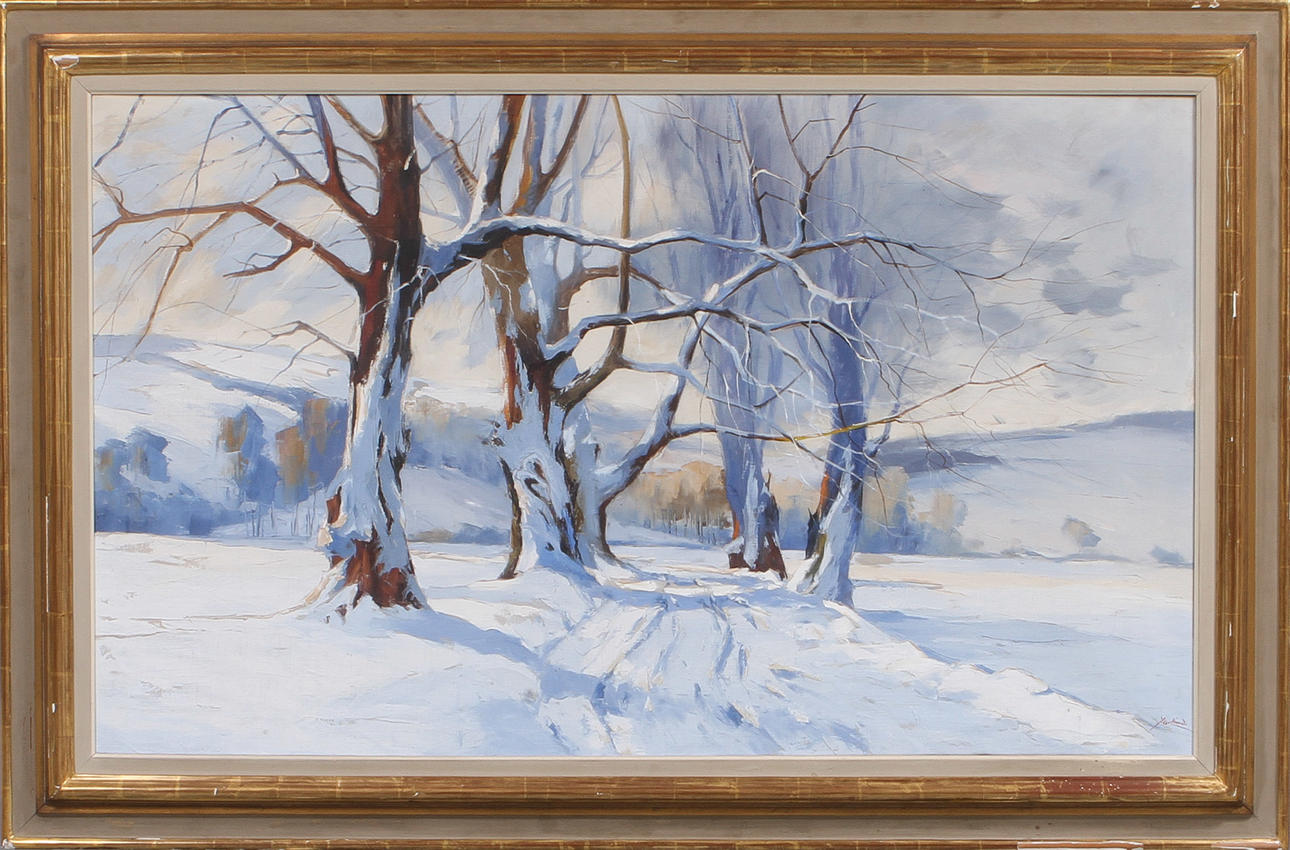 AXEL LIND. Vinterbild, olja på duk, signerad.